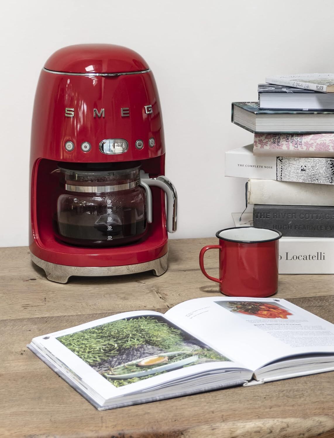Smeg Drip Filter Coffee Machine, Red, 10 cup Red
