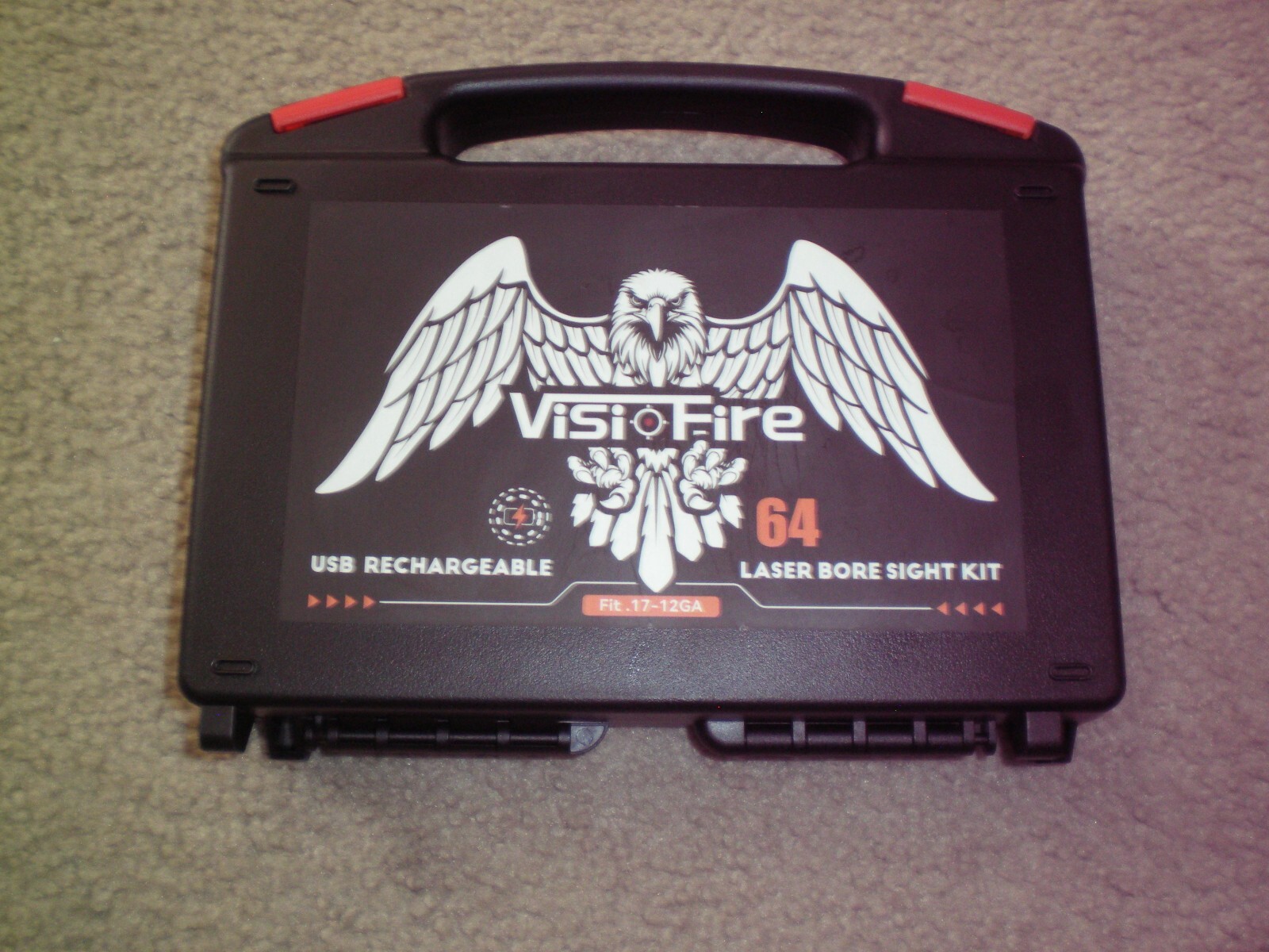 VisioFire USB Rechargeable Laser Bore Sight Kit Red Laser 64 Piece - Complete