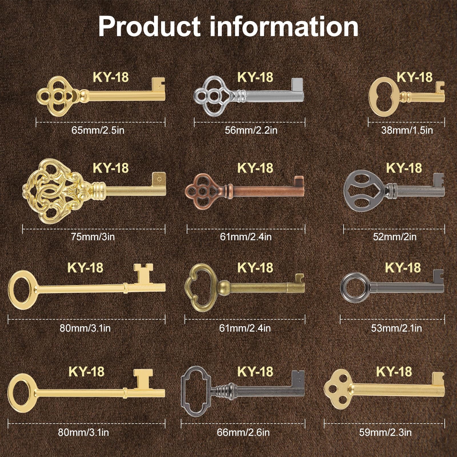 12PCS Hollow Barrel Skeleton Key, Universal Skeleton Key, Decorative Vintage ...
