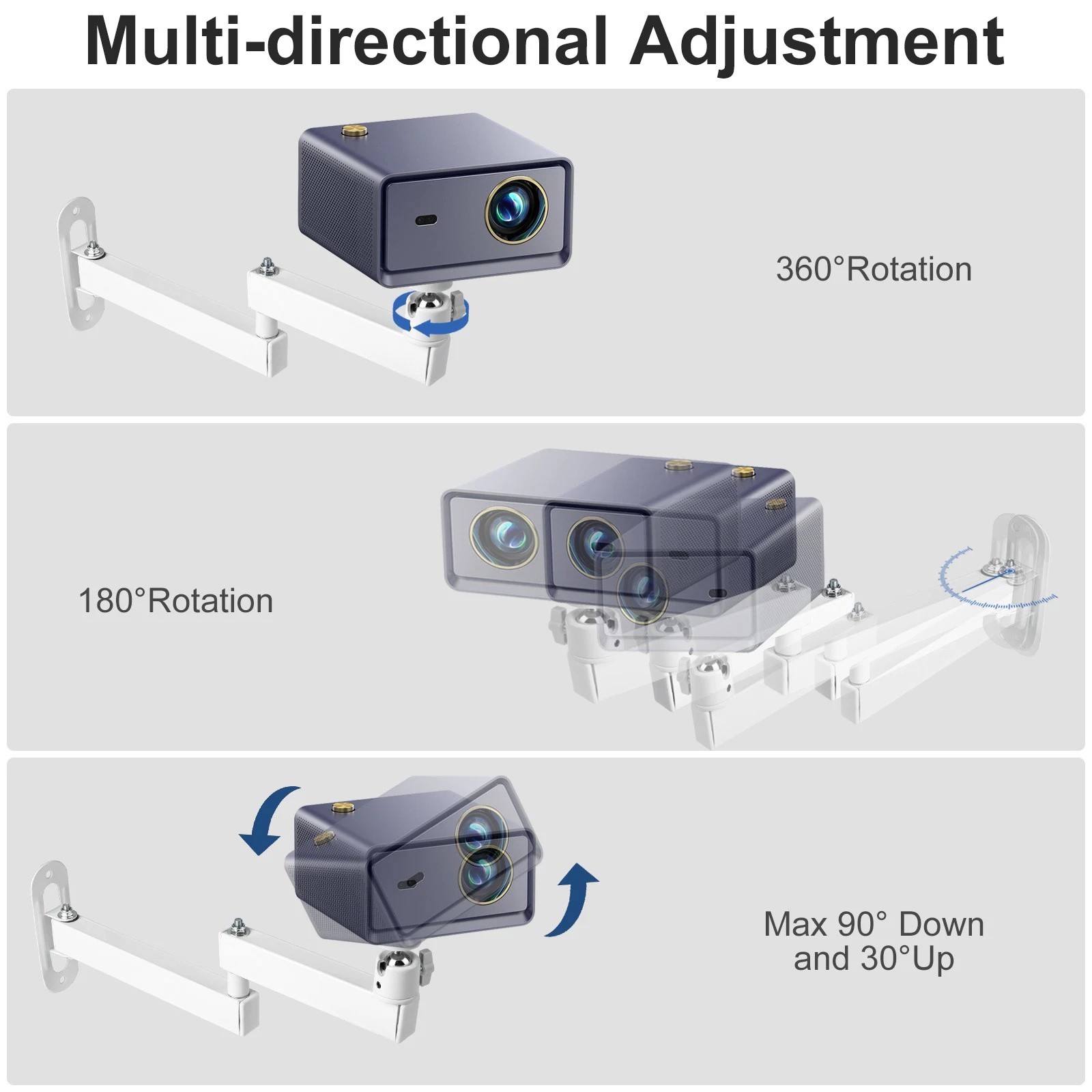 Wall Ceiling Mount Bracket Foldable for Camera Projector Light 90° Up Down Tilt