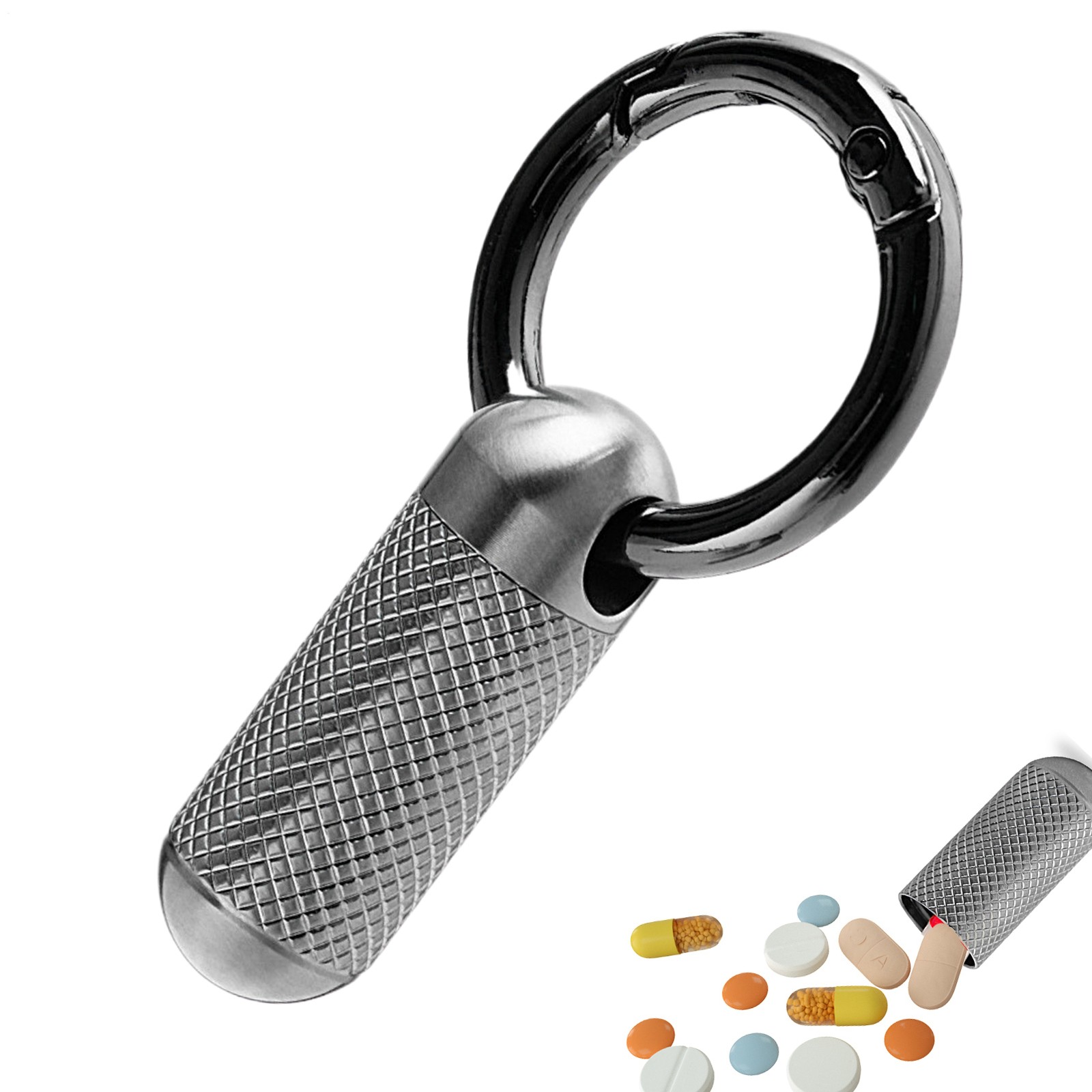 Mini Titanium Waterproof Emergency Capsule Box Pill Case Keychain Pendant Bottle