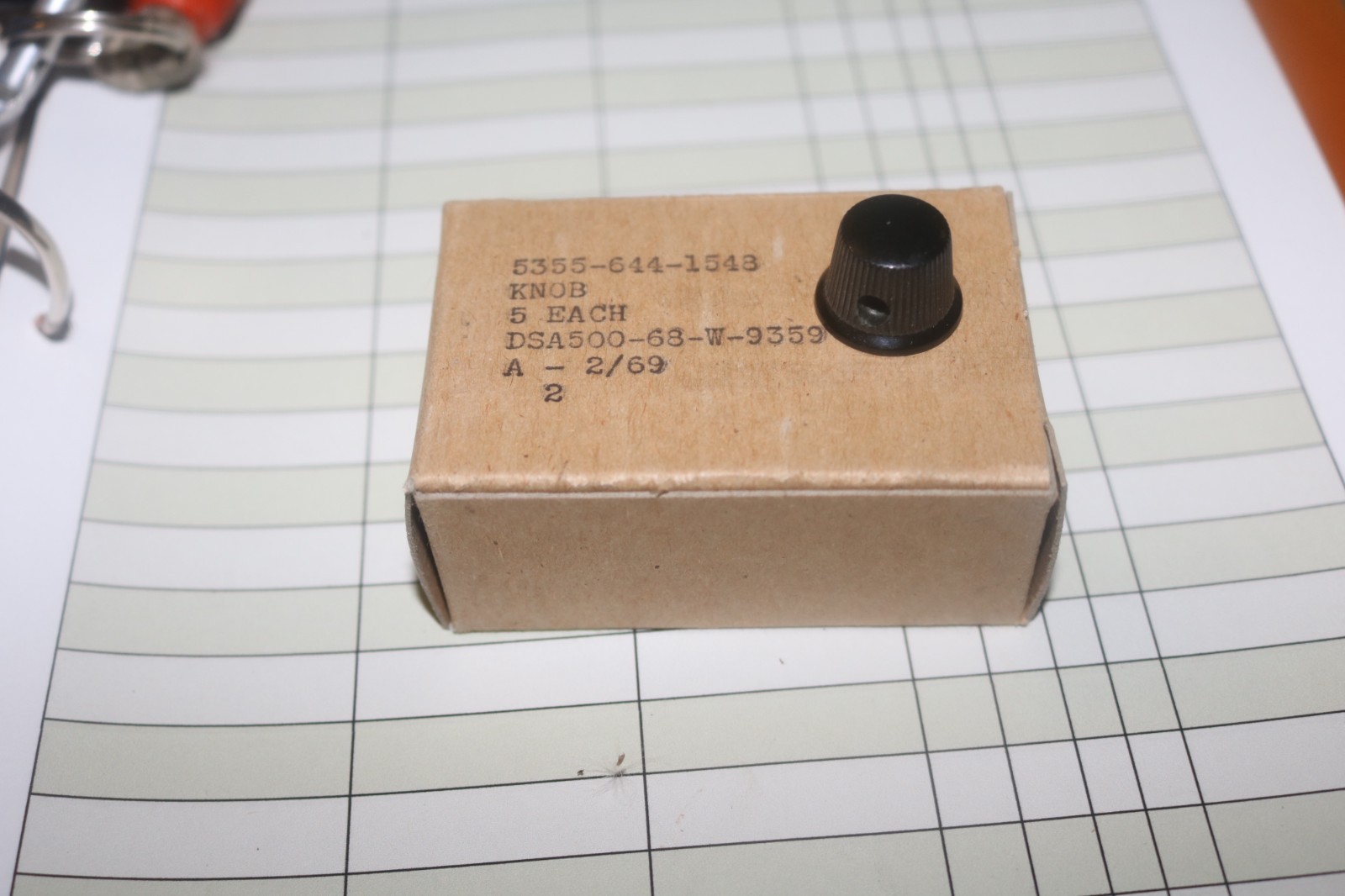NOS Radio Electronics Kurz Kasch knob PN S230-64-522 5355-00-644-1548 1969 dated