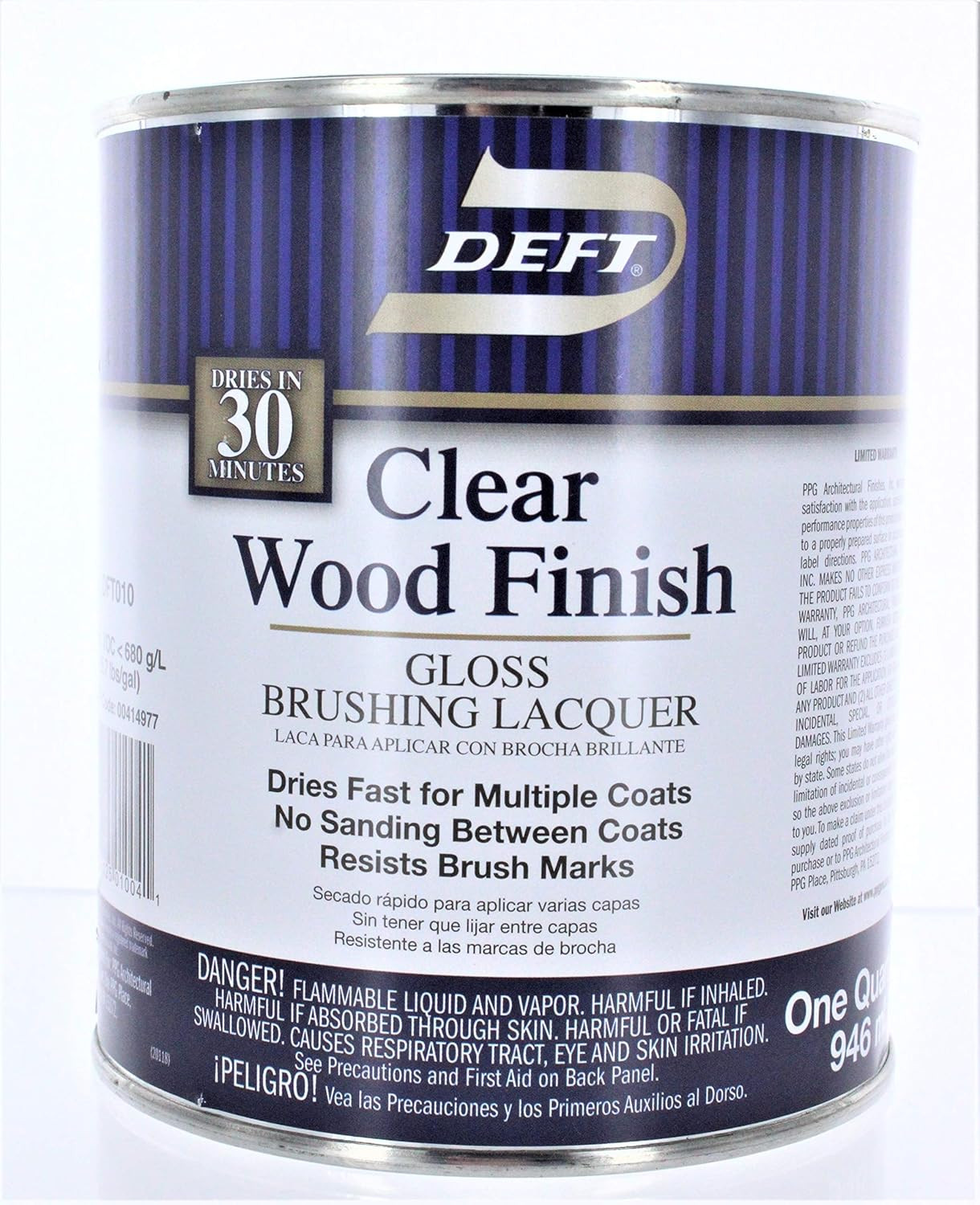 Interior Clear Wood Finish Gloss Brushing Lacquer, Quart