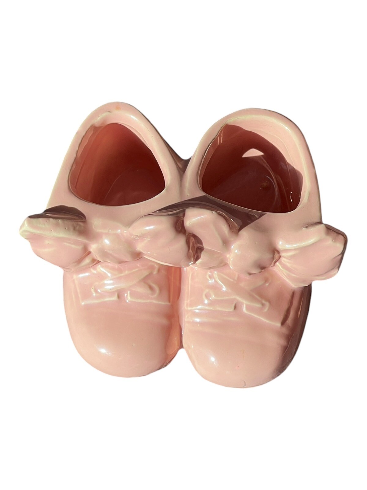 Vintage Pink Pottery Shoe Planter Excellent Used Condition 2.5”T x 5.5”W x 4.5”D