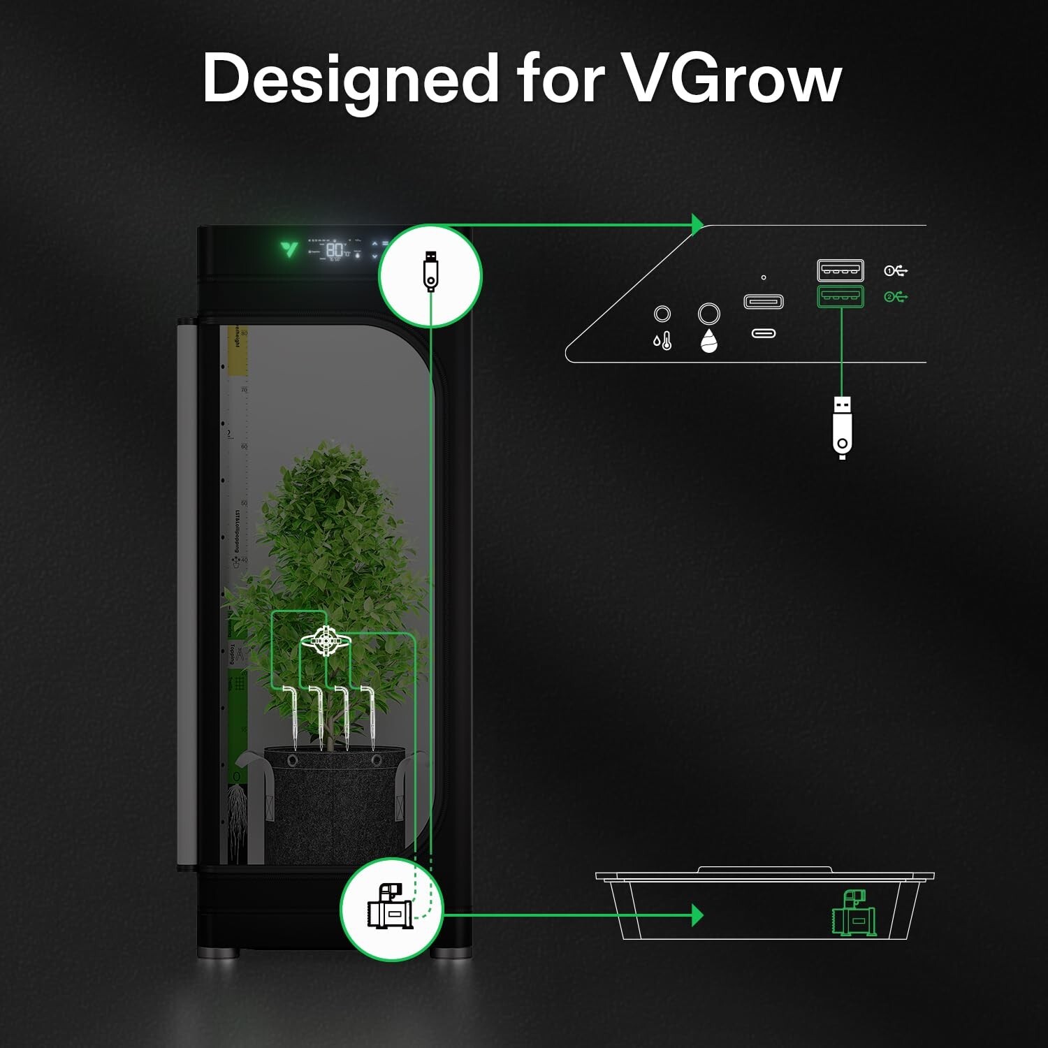 VIVOSUN FlexFeed Drip Irrigation Kit,Irrigation System w/ Pump & 4 Drip Emitters