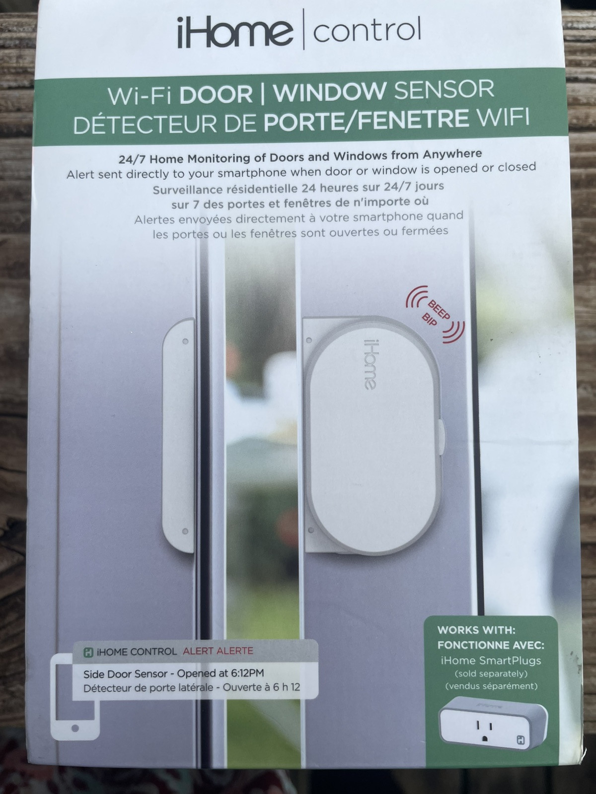 NEW iHome Control Wifi Door/Window Battery Powered Sensor White ISB04WC