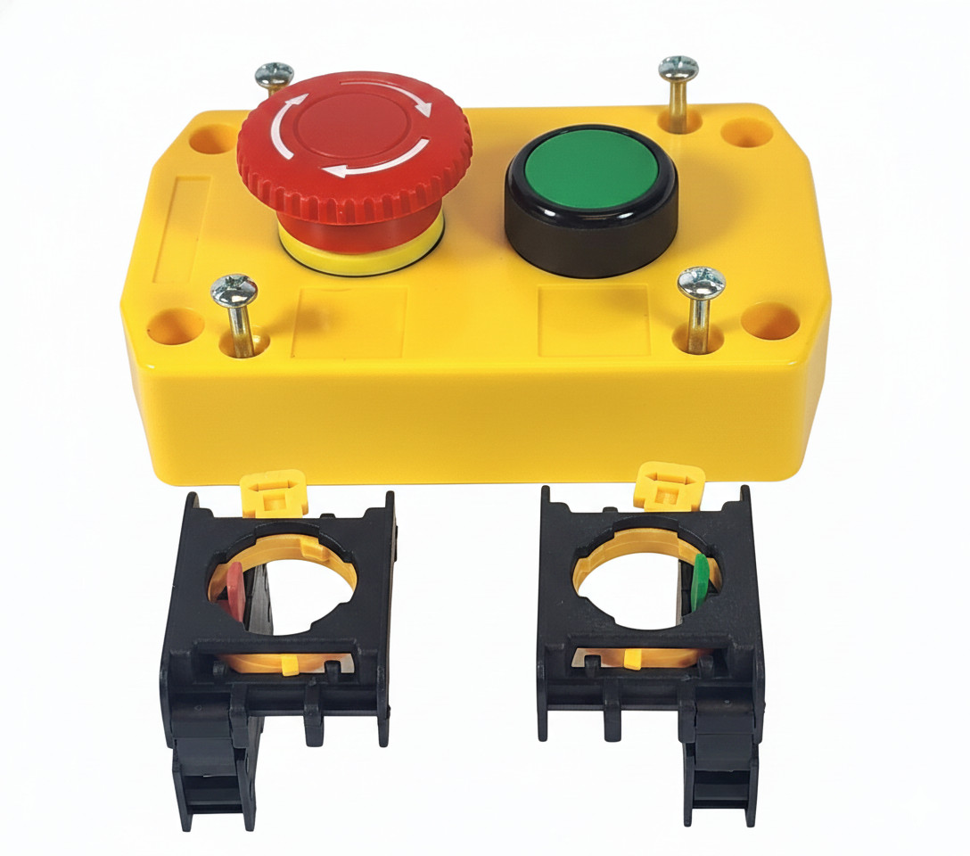 Alpinetech 2 Buttons Control Station - Control Box, E-Stop, Momentary Switches