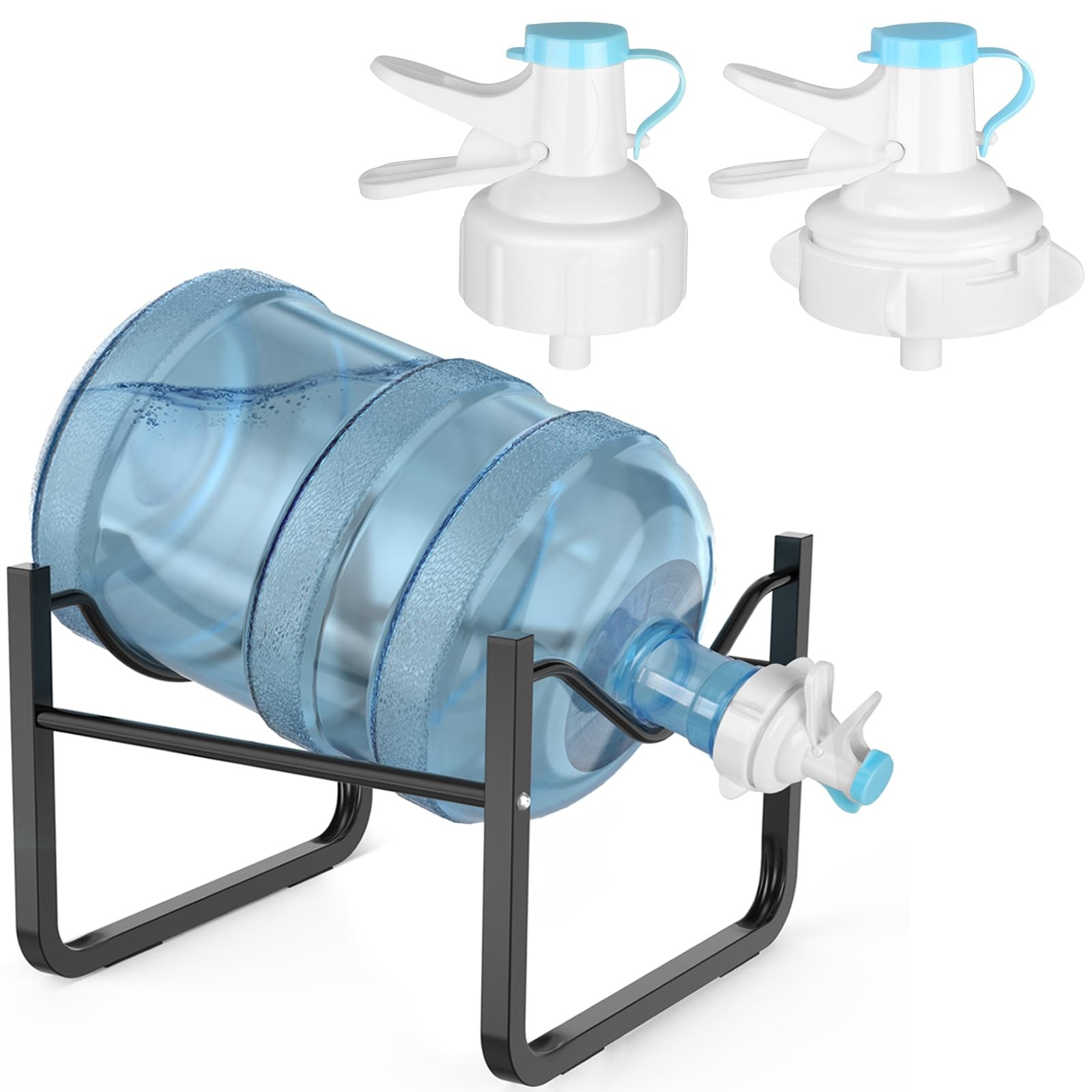 3-5 Gallon Water Jug Stand and 2 Dispenser Valves, Rust-Resistant Non Slip Wa...