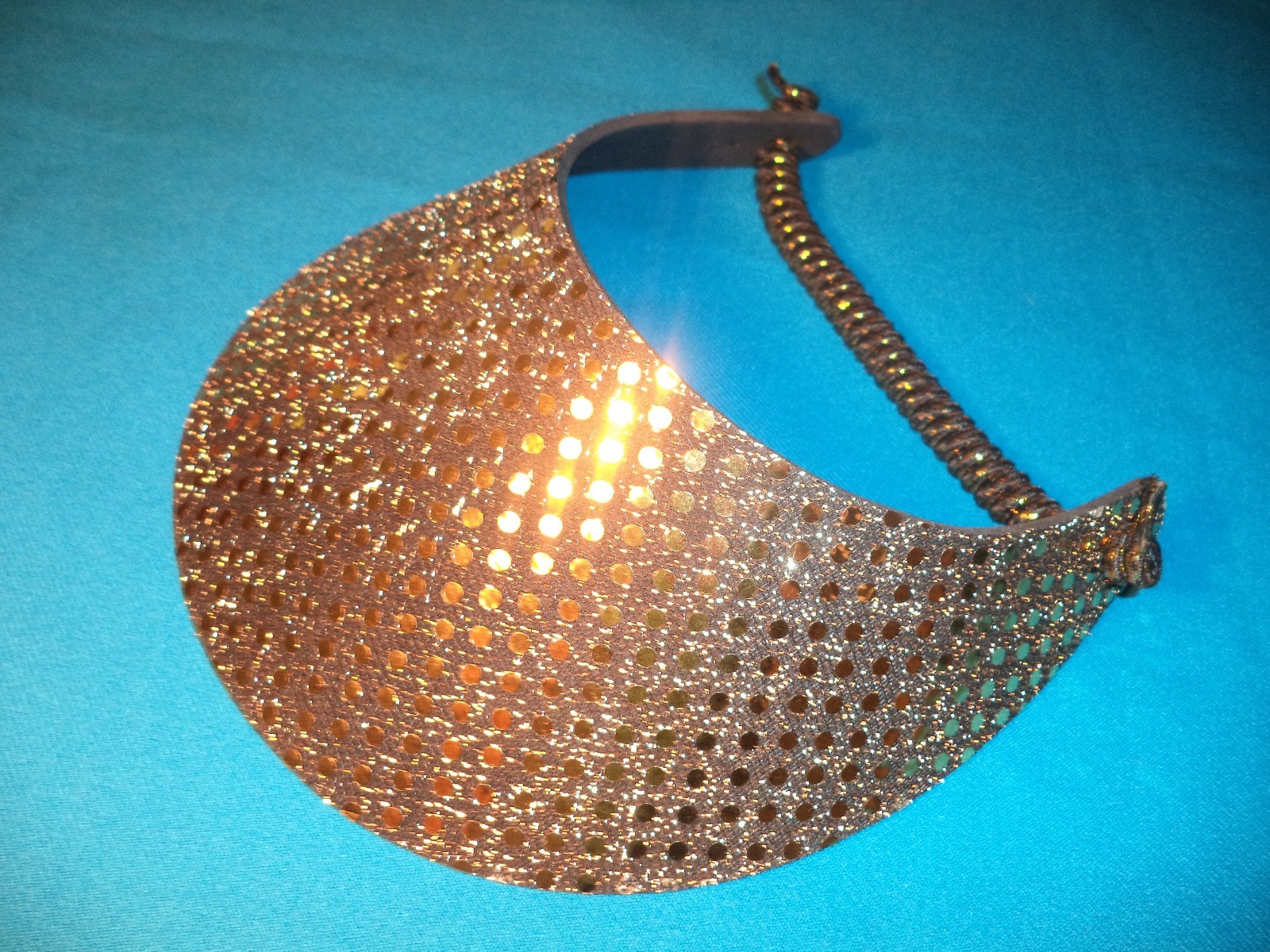 Sequin Women Ladies Sun Visor Hat, No Pinch Foam, Silver Black, Pool Golf Tripss