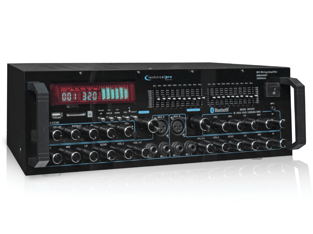 Technical Pro MM2000BT Mic Mixing Amplifier w/ USB/SD Card/Record & Bluetooth