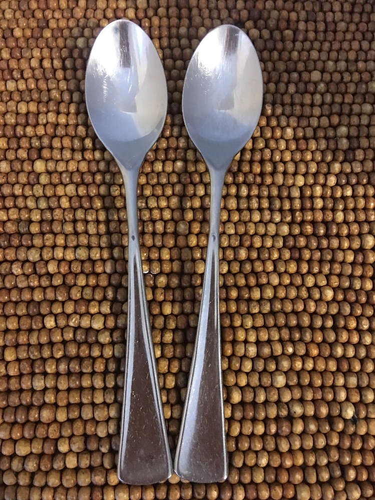 Dansk Stainless AERO Glossy Inverted V Flared Tip 2 PLACE SOUP SPOONS 7 7/8"