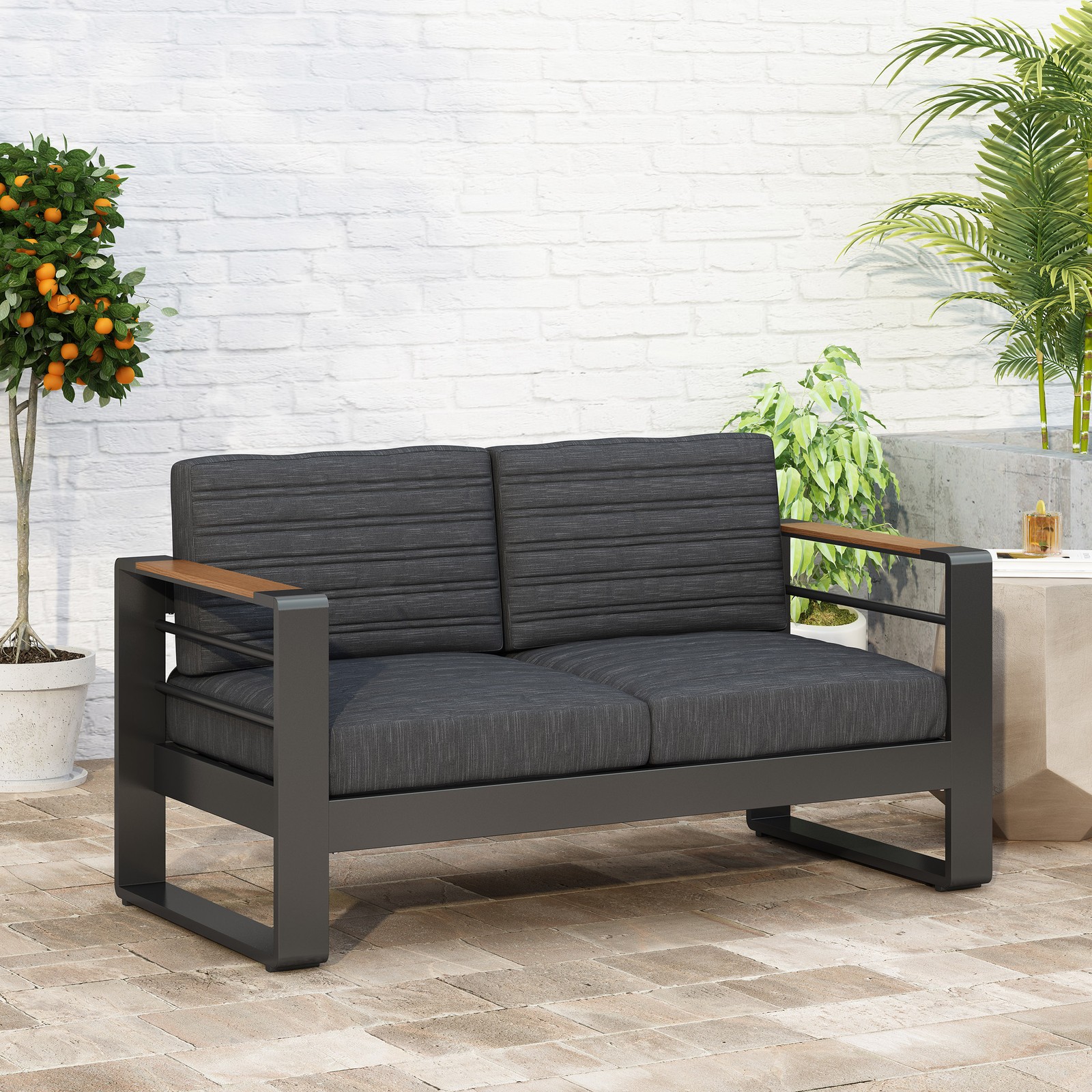 Aluminium Loveseat Garden Sofa Seat for Outdoor & Indoor Furniture Patio Chair