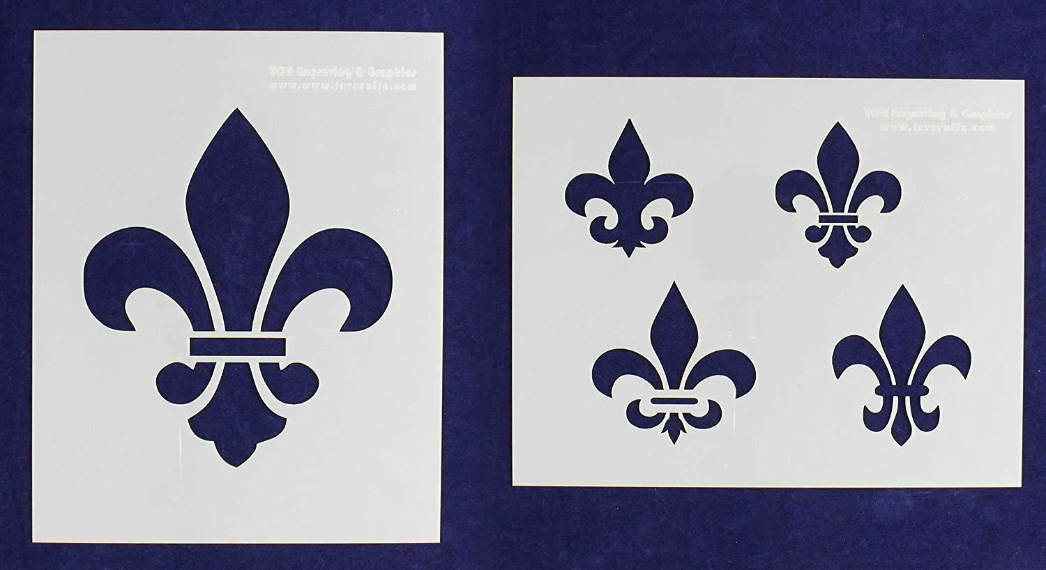 Mylar 2 Pieces of 14 Mil 8" X 10" Fleur-De-Lis Stencils- Painting /Crafts/ Templ