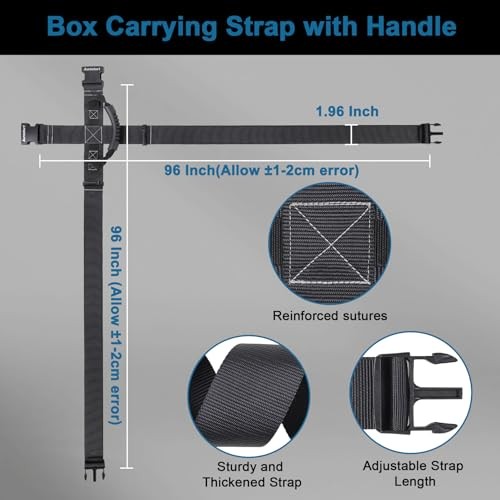Box Carrying Strap with Handle Adjustable Straps for Battery Box 96 Inch Black