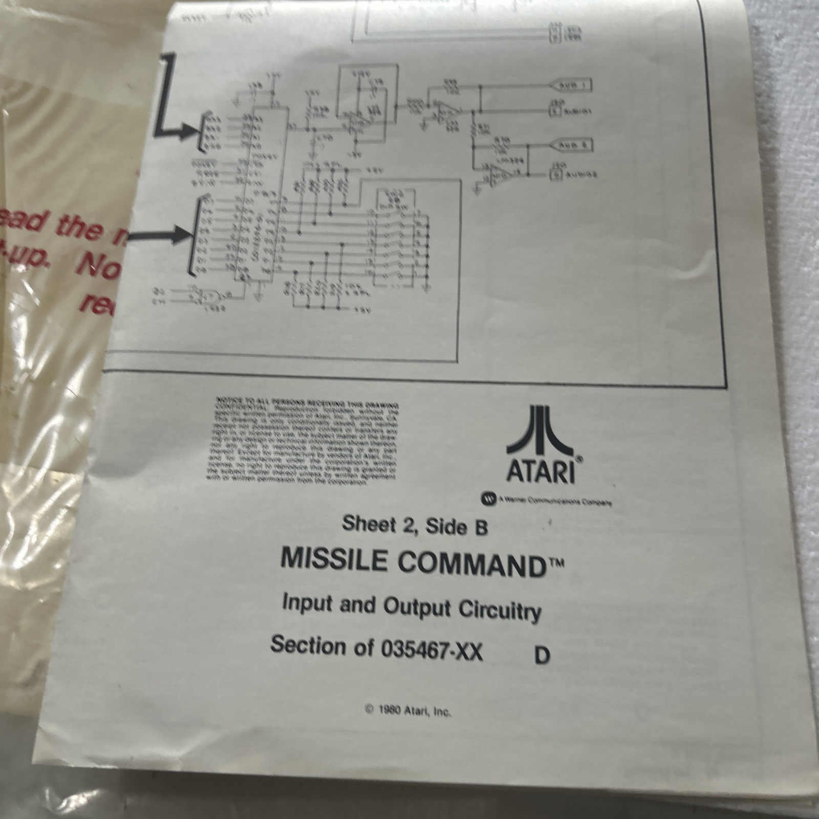 original Set Missile Command Cocktail Table Atari arcade video game manual