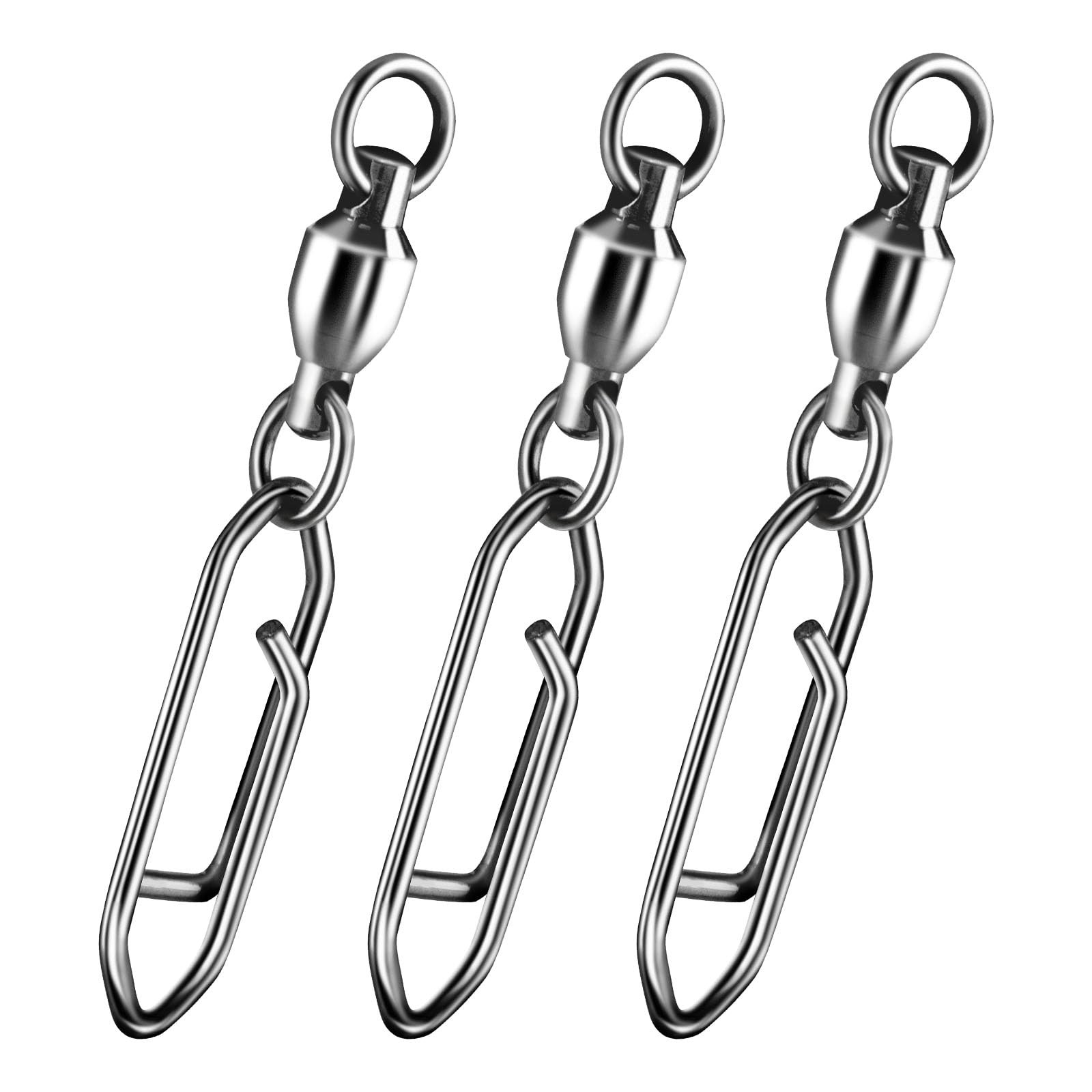 30-Pack Fishing Speed Clips Quick Change Snap Swivels, Ball Bearing Swivel Po...