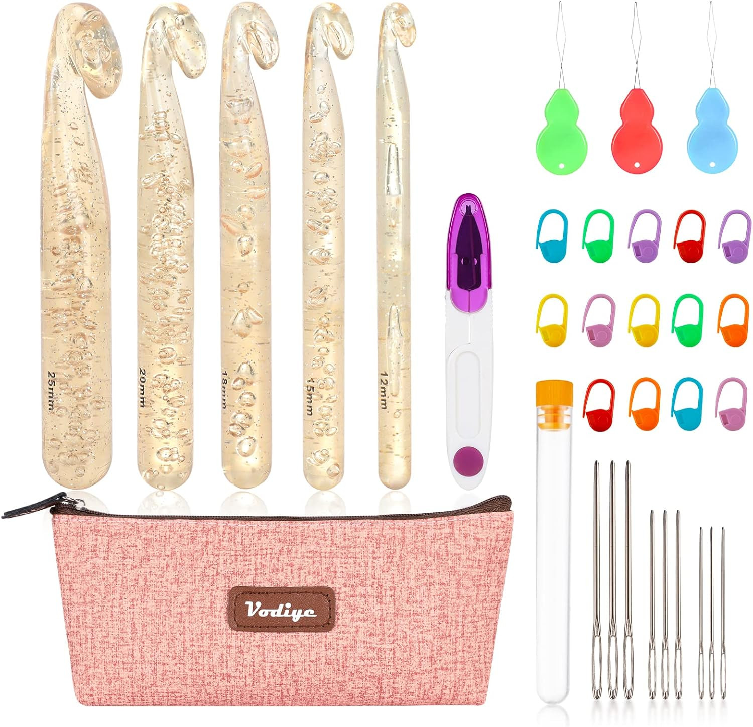 5 Sizes Large Crochet Hooks 12Mm-25Mm, Ergonomic Crochet Hook Set, Transparent H