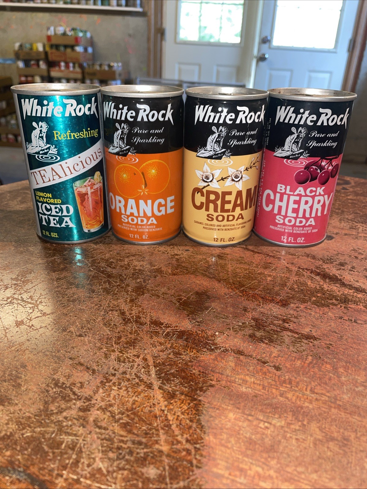 4  Vintage White Rock Soda Cans