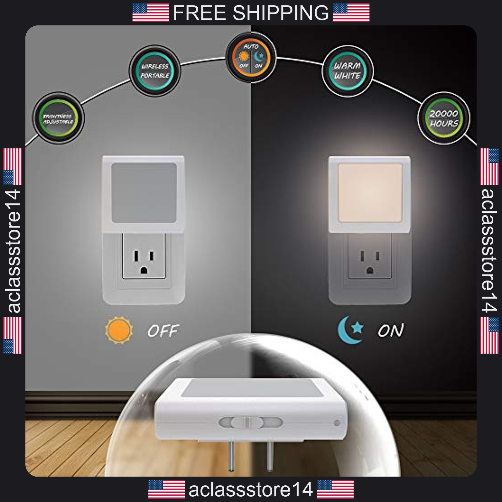 Maz-tek plug-in LED night light 2 pack dusk to dawn sensor adjustable warm white