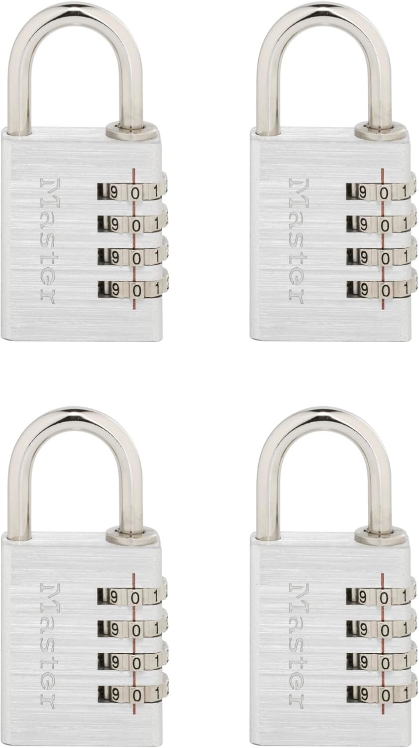 Master Lock Set Your Own Combination Padlock, 4 Pack, Silver 643EC4