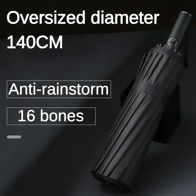 Automatic Folding Umbrella Extra Large 140cm Reinforced Windproof Sun Rain
