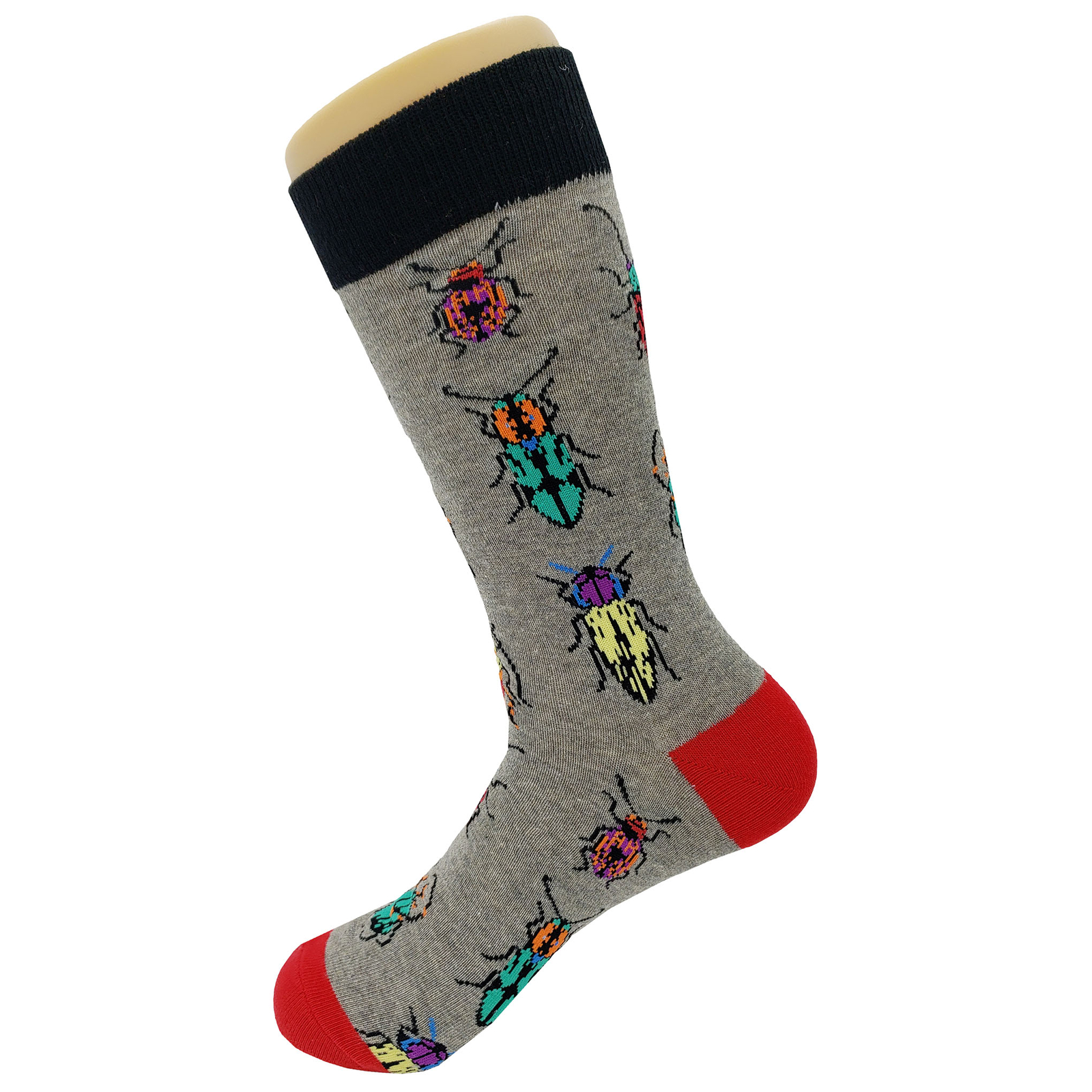 NWT Beetle Collection Dress Socks Novelty Men 8-12 Gray Crazy Fun Sockfly