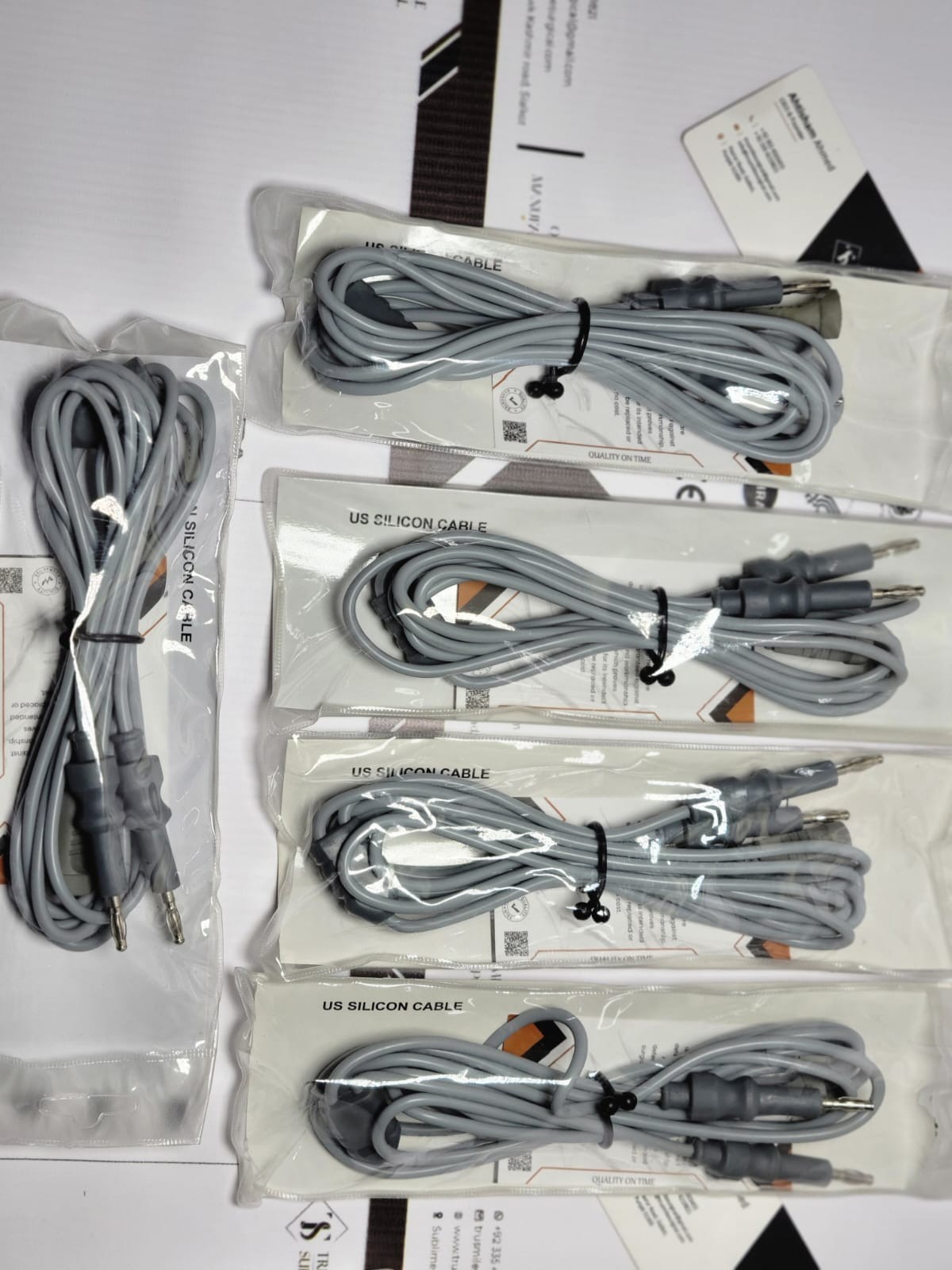 Set of 5 Pcs US Bipolar Autoclavable Cable 4mm High Quality