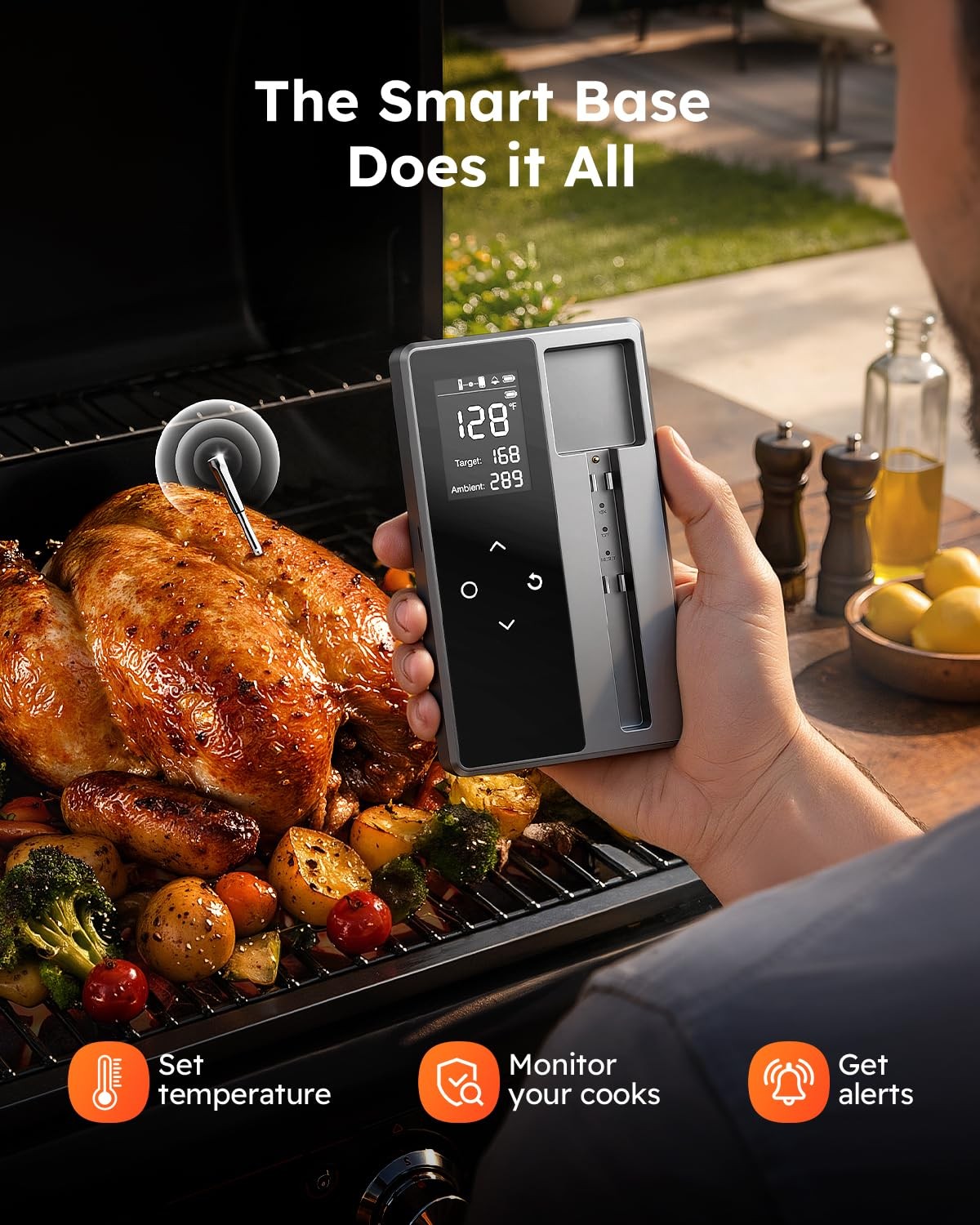 ONFIKY Wireless Meat Thermometer Digital Bluetooth Instant Read Grey