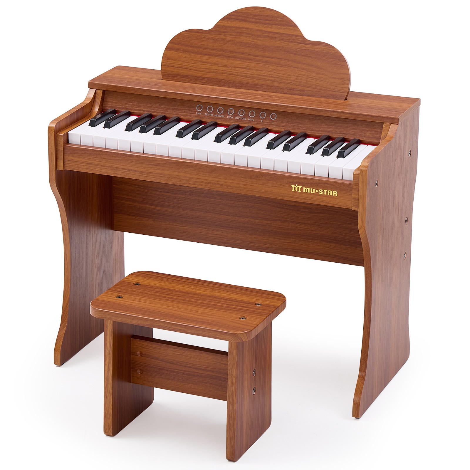 Wood 37Key Kids Digital Piano Keyboard Toddler Music Education Toy w/Stool Brown