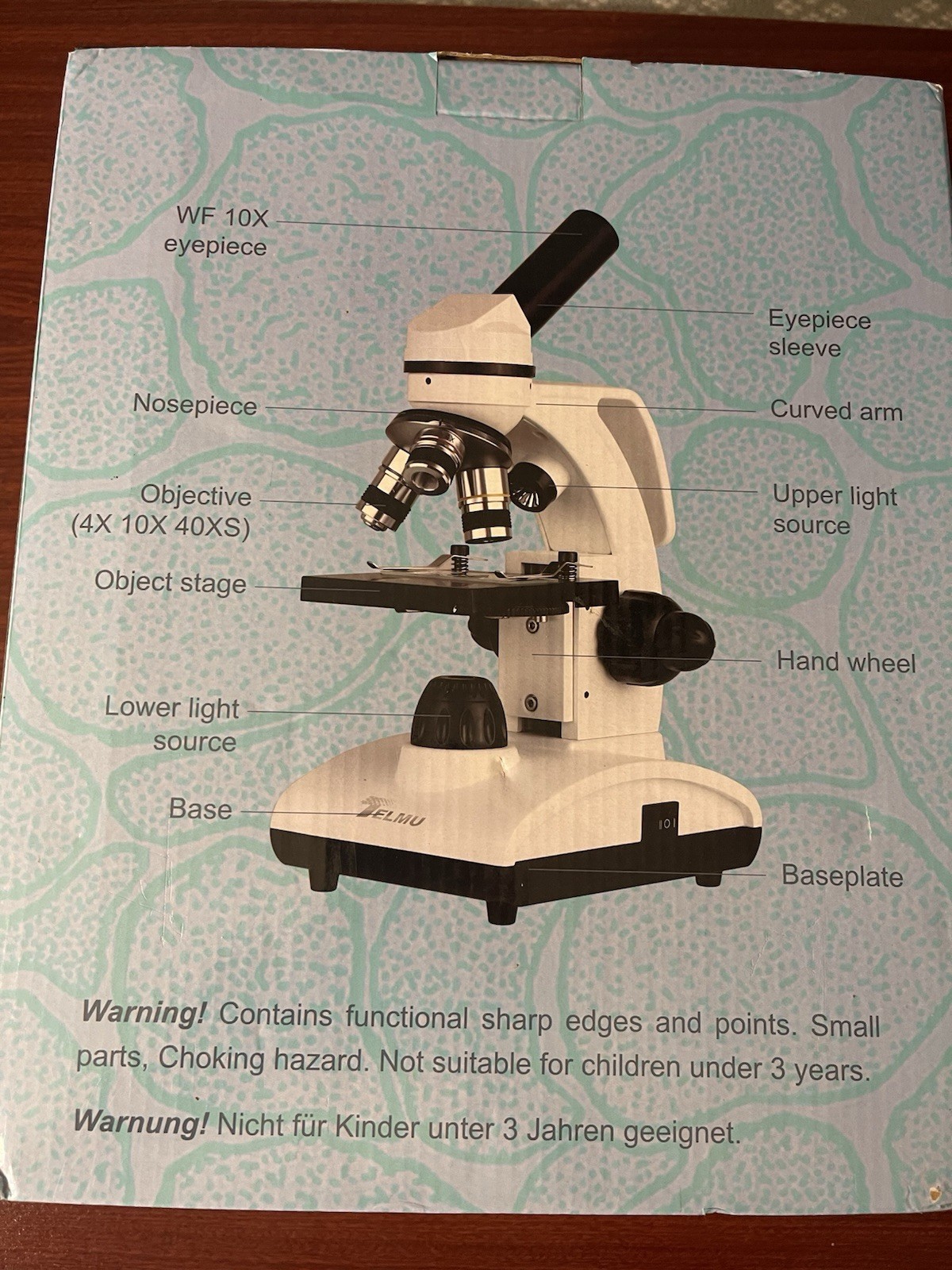 Telmu Biological Microscope XSP-75 White Black Dual Illumination Handheld