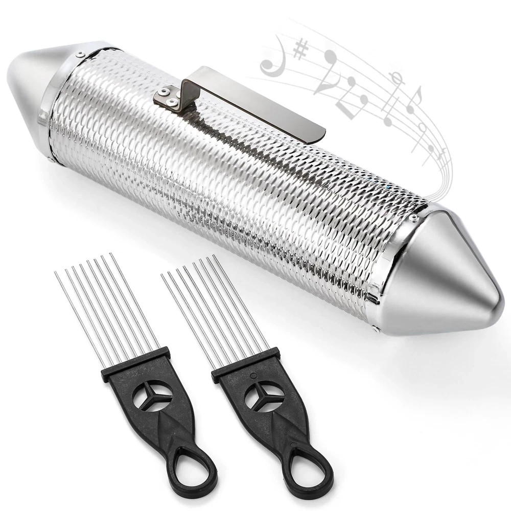 SOUJOY 15” Stainless Steel Guiro - 2 Scrapers, Latin Percussion Instrument for