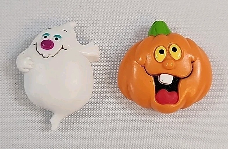 Vintage Russ Halloween Cartoonish Pumpkin and Ghost Pins Brooches