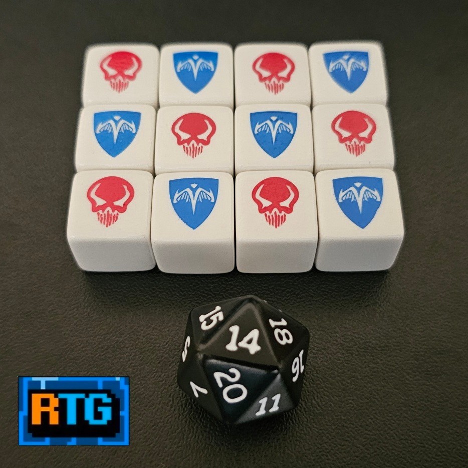 Heroscape Dice Set - 12 White Dice and d20 - Rise of the Valkyrie, Marro, Marvel