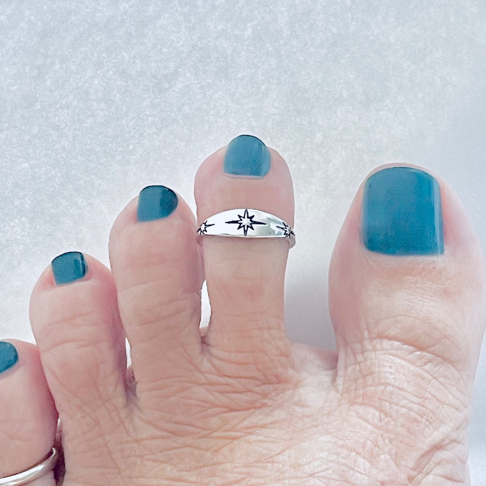 Sterling Silver Moon and Star Toe Ring, Celestial Silver Rings
