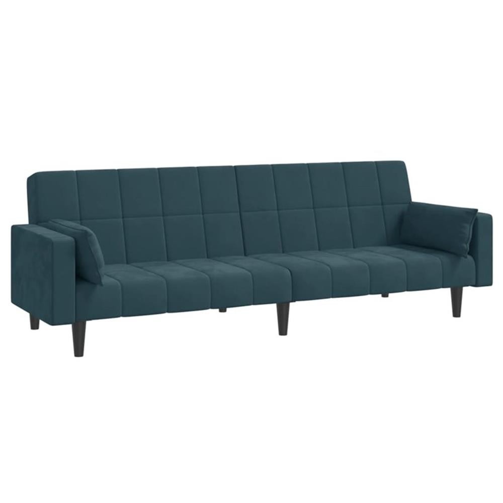 Bowery Hill Contemporary 2-Seater Sofa Bed in Blue Polyester Velvet
