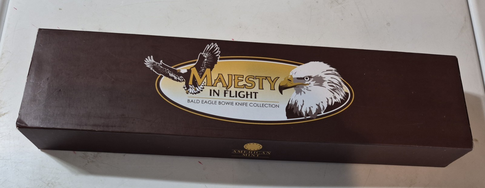 American Mint Majesty In Flight Bald Eagle Bowie Knife with Box