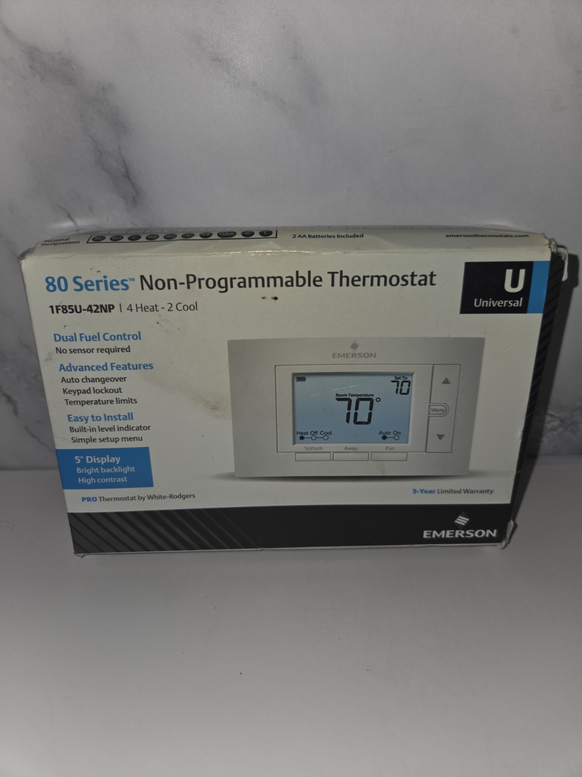 Emerson 1F85U-42PR 80 Series Thermostat 4H/2C Programmable Wall Mount