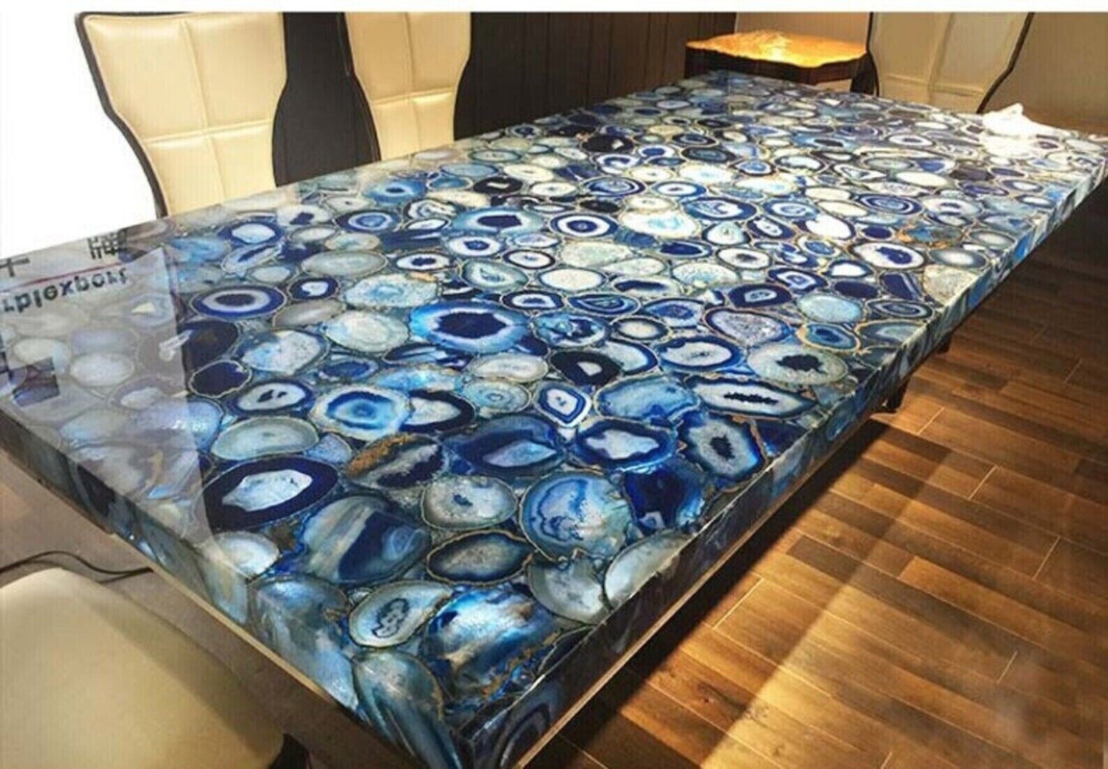 36"x24" Blue Agate Counter Top Slab, Agate Coffee Table Top, Natural Agate Decor