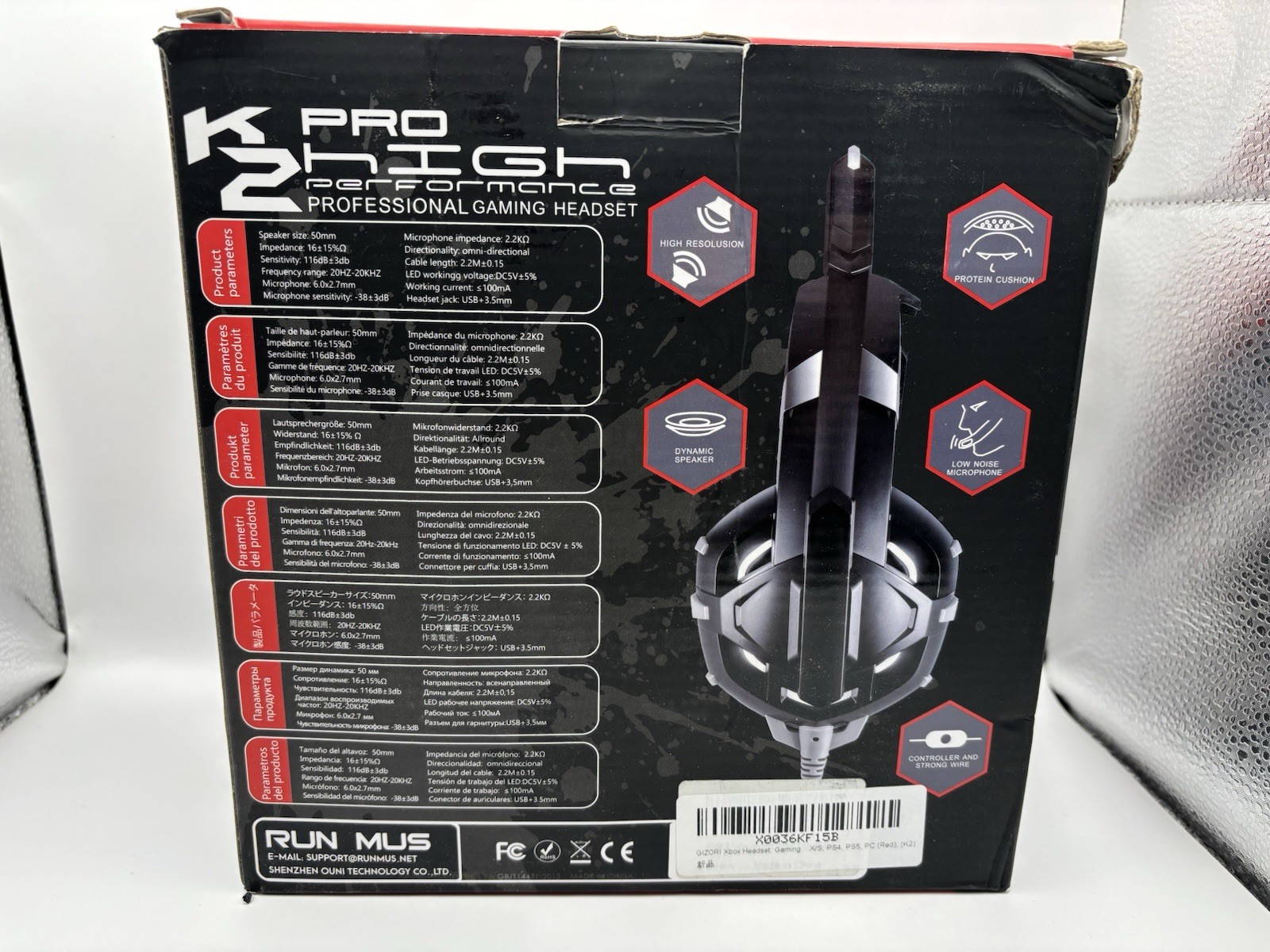 K2 Pro Run Mus High Performance Professional Gaming Headset - New