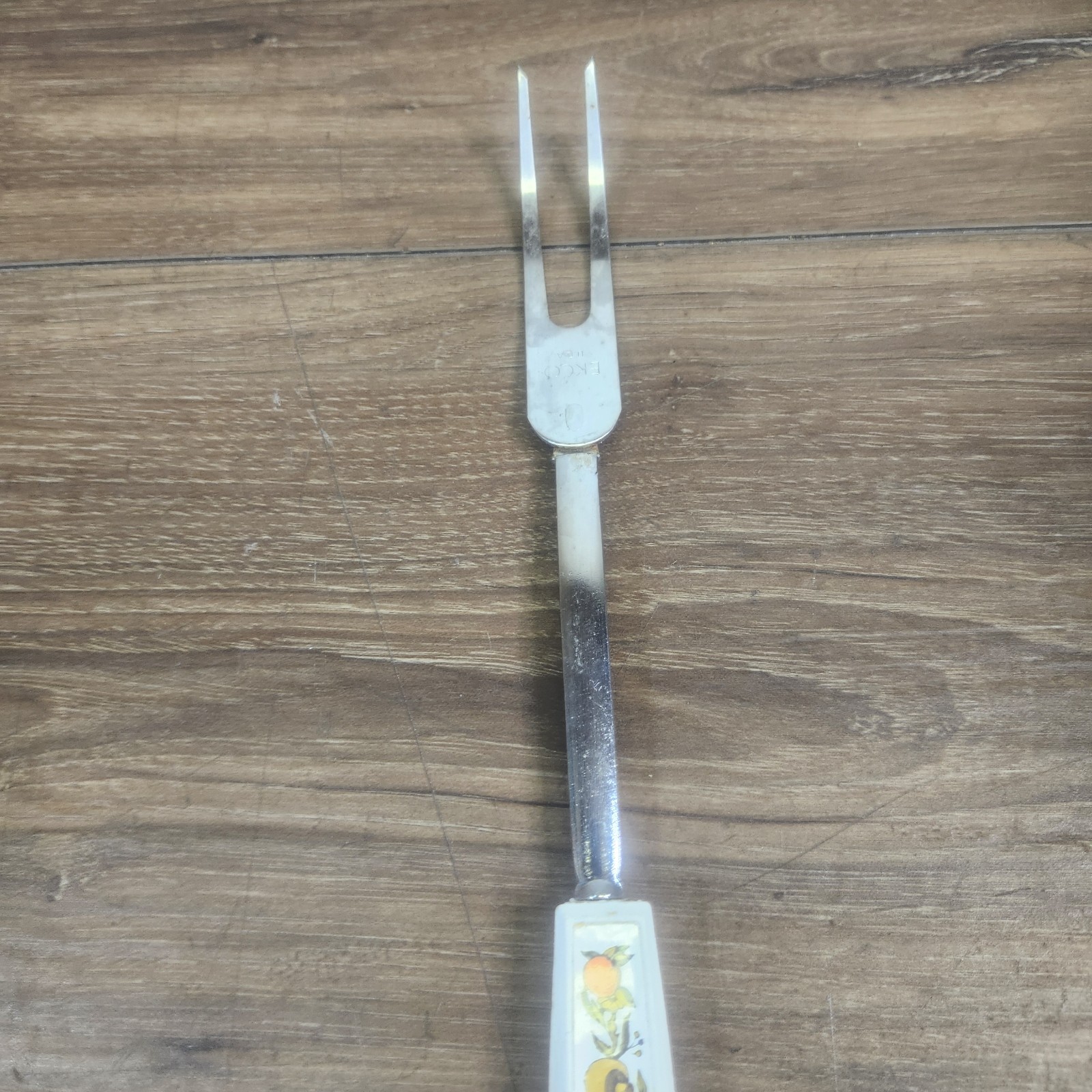 Ekco Serving Carving Fork With Fruit & Vegetable Pattern Handle