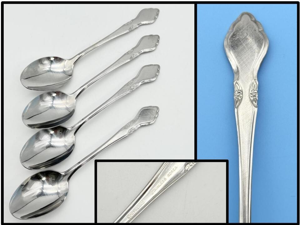 4 Stainless Steel Made In Korea 6-7/8" Oneida Silver Musette Oval Soup Spoons