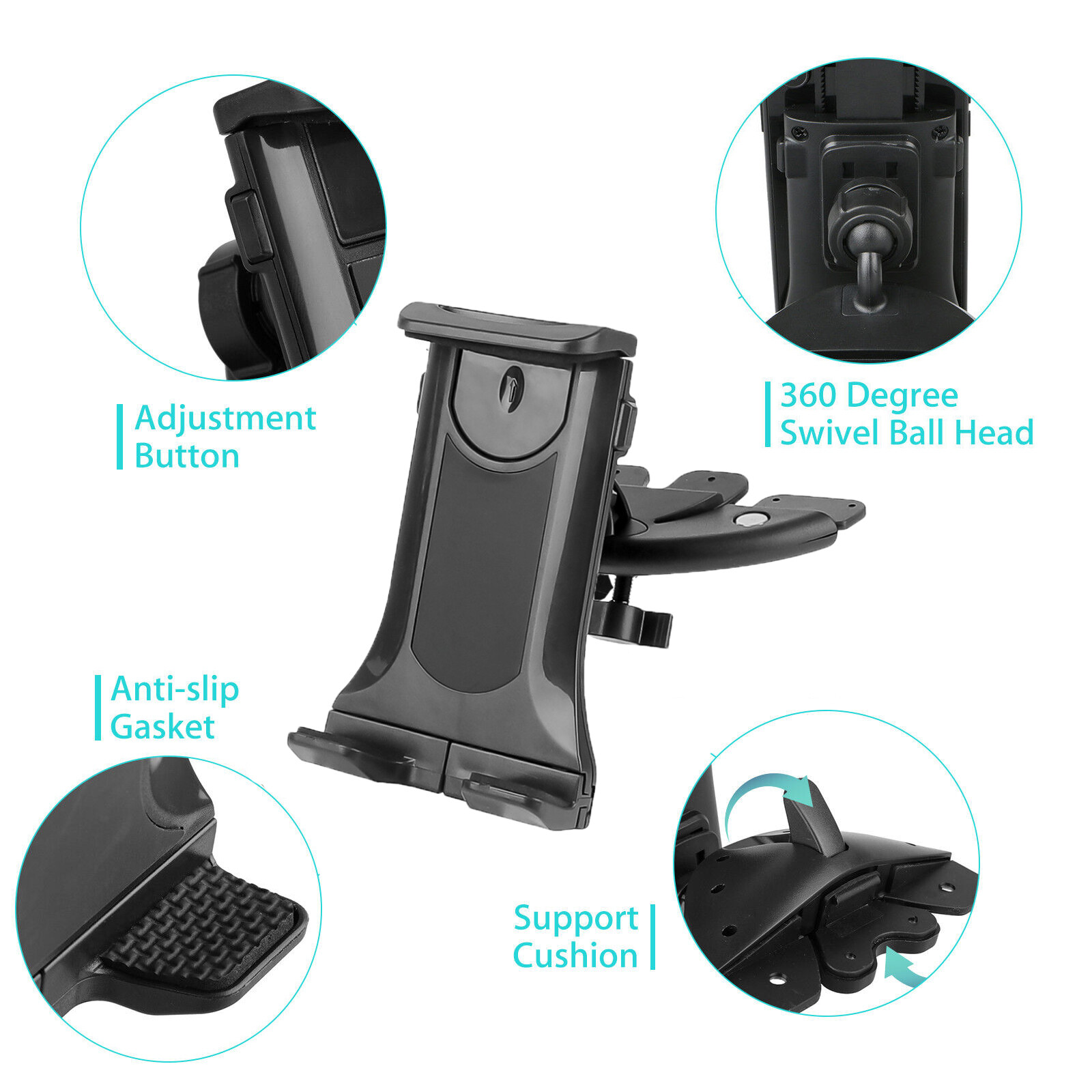 Universal Adjust Car CD Slot Mount Holder Fr iPad/Galaxy Tab/Tablet/Phone 4-14''