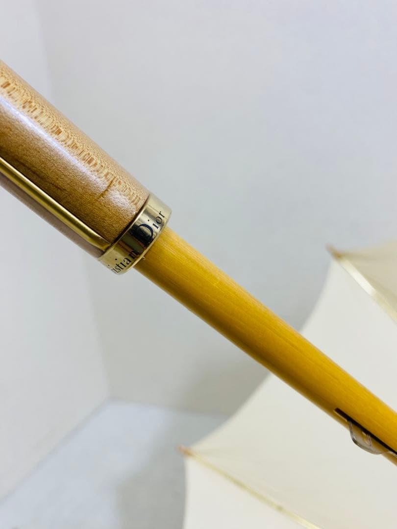 Christian Dior Logo Allover Pattern Long Umbrella Beige Off White