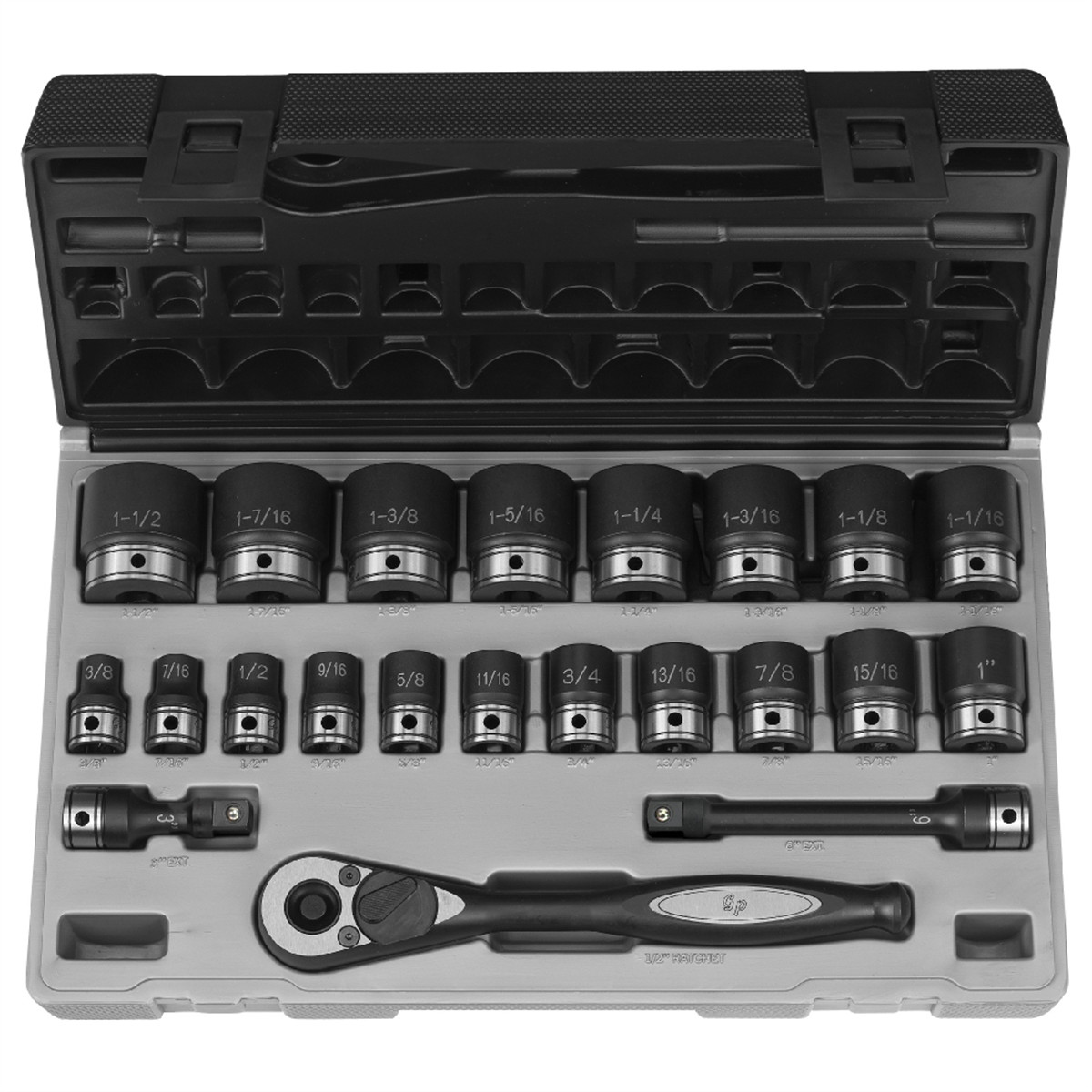 Grey Pneumatic 1/2" Drive 22 Piece Fractional Duo-Socket Set - 6 Point