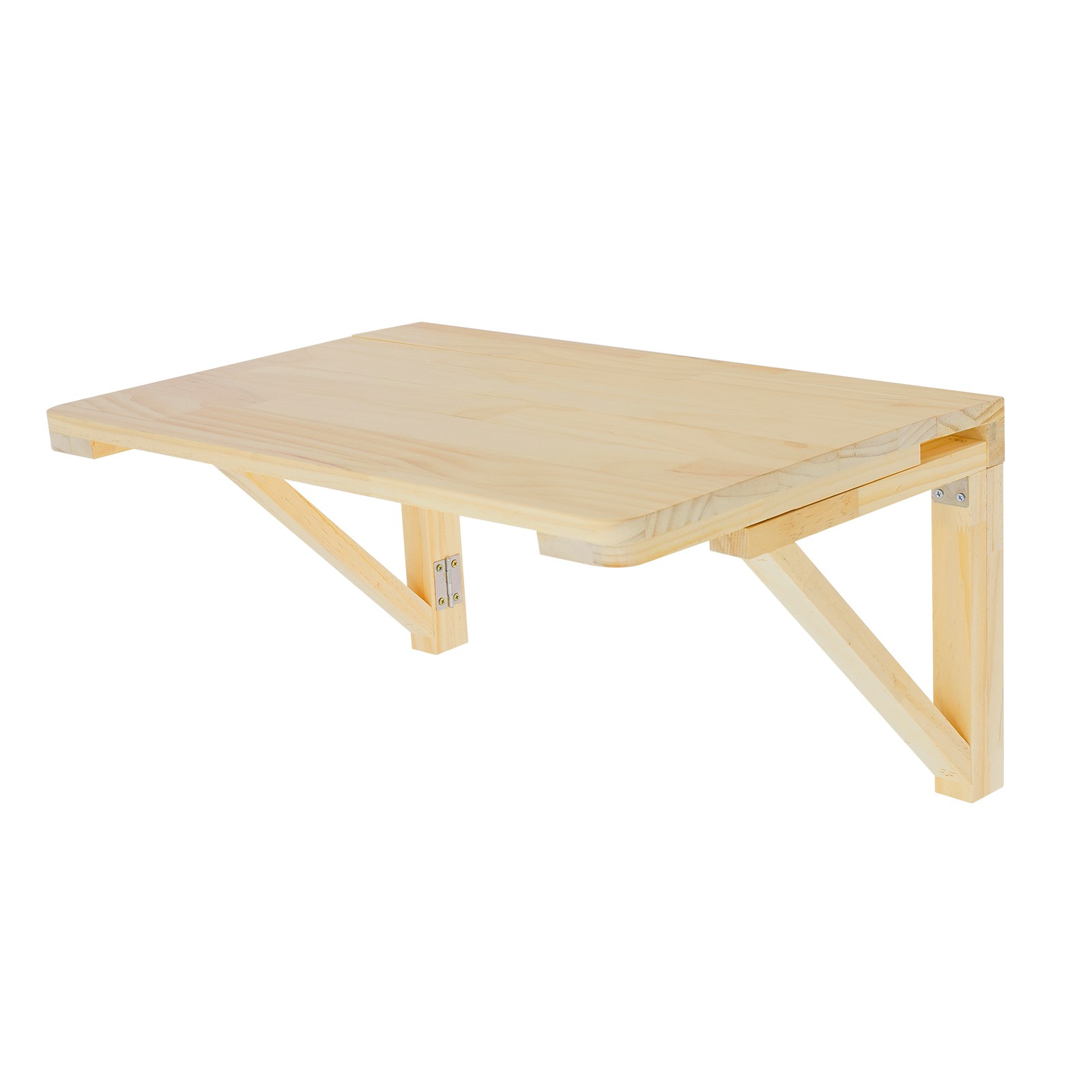 80x60cm Folding Table Wall-mounted Desk Pine Wood Workbench For Balcony, Office