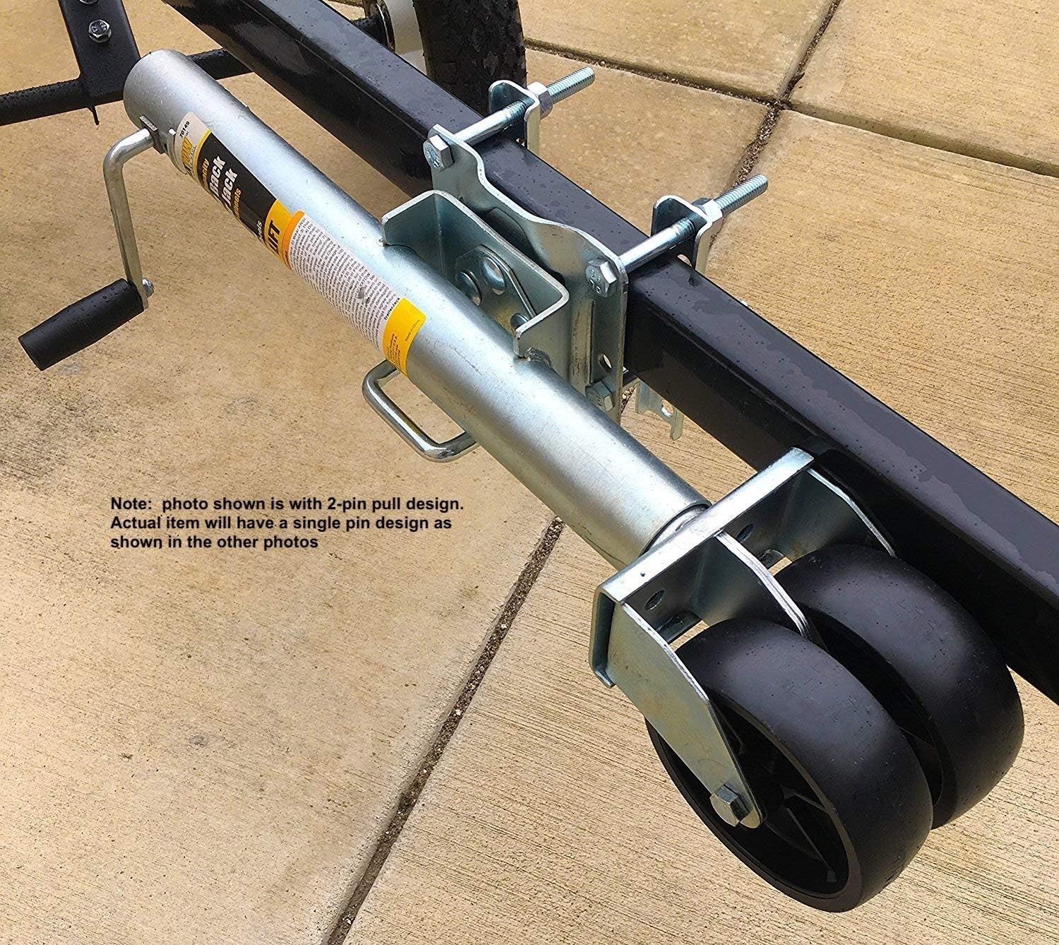 Mobile Trailer Support Jack with Side Wind Handle & Swing-Back Design