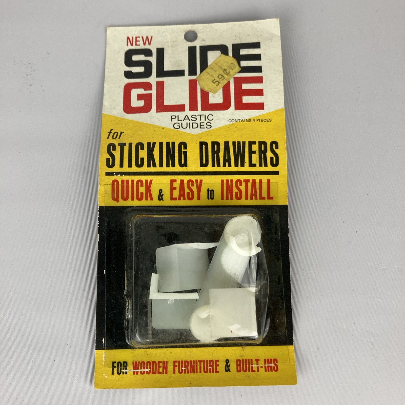 Vtg NOS Roll-eez Slide Glide Plastic Guides For Sticking Drawers