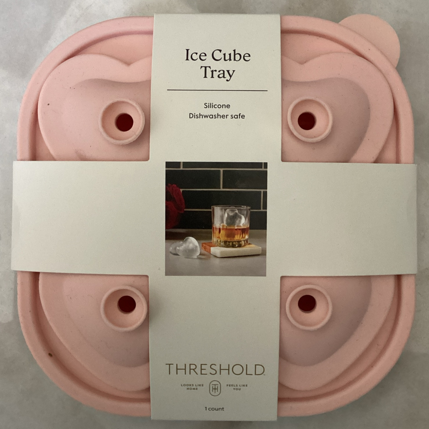 Target Threshold Silicone Pink Heart Shaped Ice Cube Mold Tray 4 Cavities