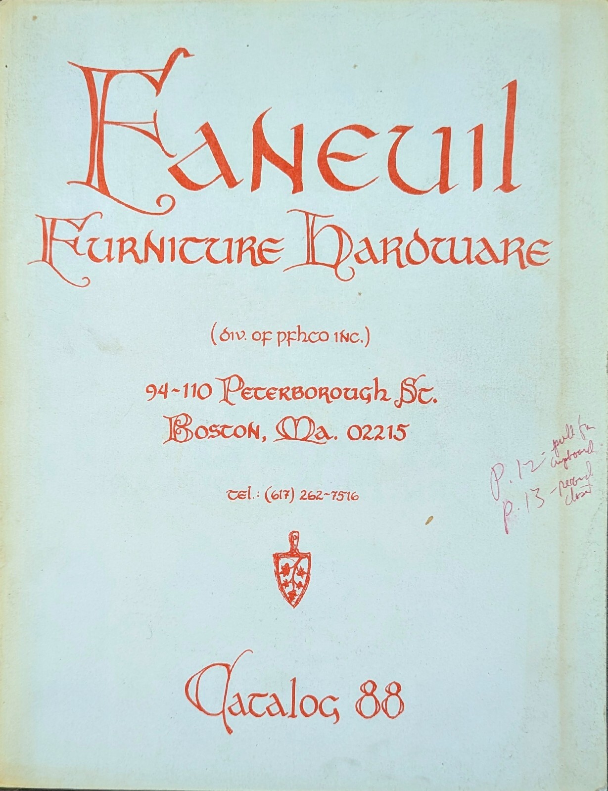 Faneuil Furniture Hardware 1988 Catalog (Paperback)