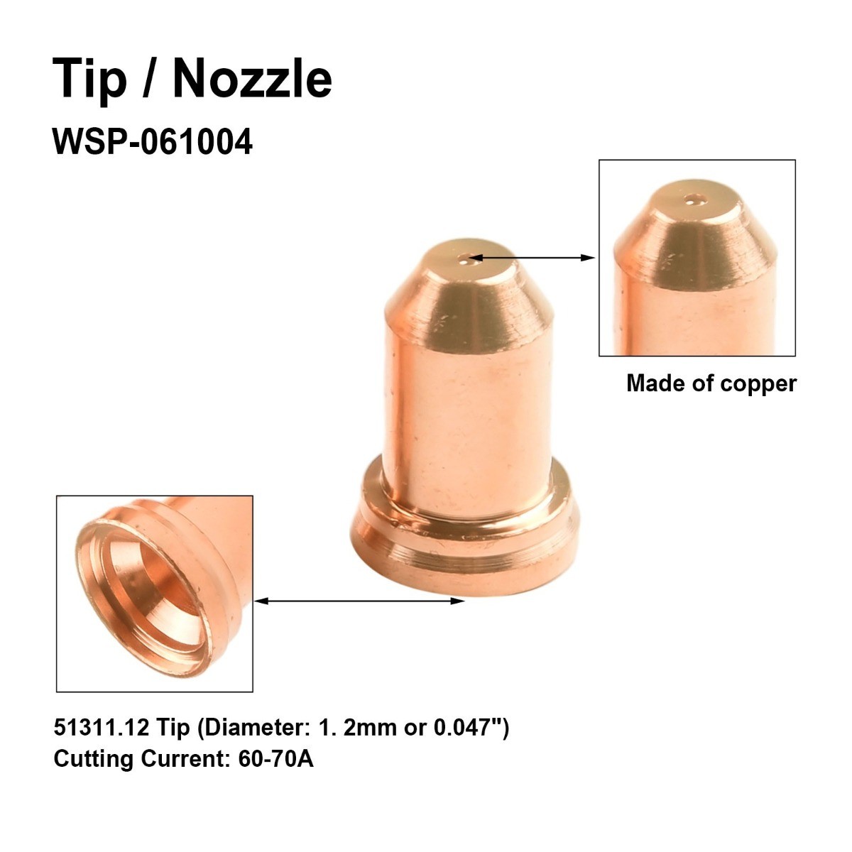60X PT-80,IPT-80 Plasma Cutter Torch Electrode 1.2mm Tips 52558 51311.12 Gadgets